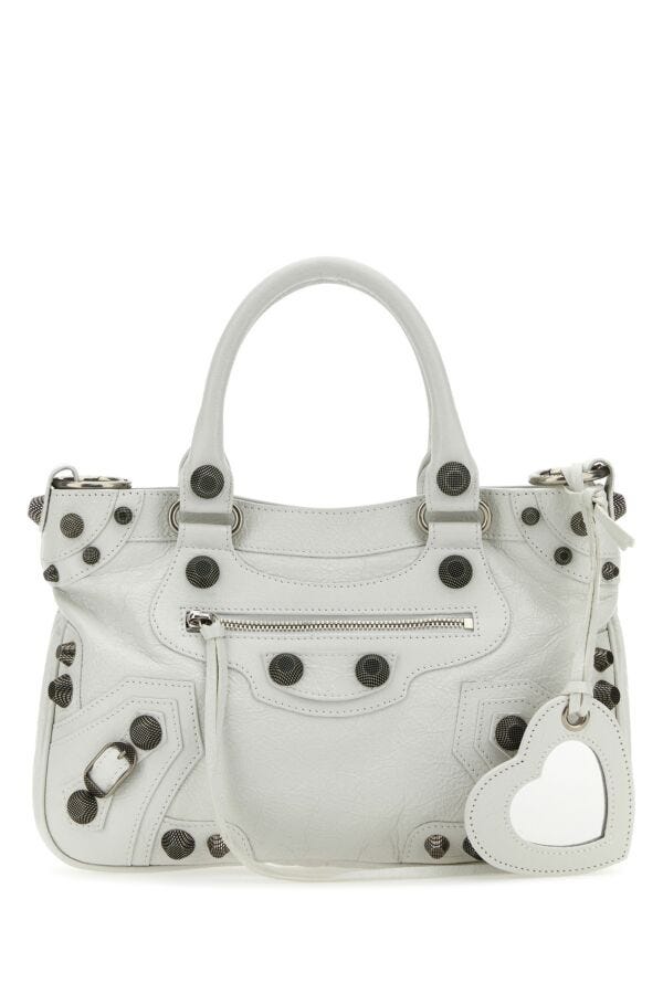 Balenciaga Woman White Nappa Leather Neo Cagole Tote M Handbag
