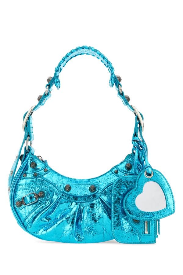 Balenciaga Woman Turquoise Nappa Leather Le Cagole Xs Shoulder Bag