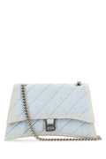 Balenciaga Woman Light-Blue Denim Crush M Shoulder Bag
