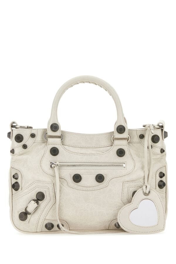 Balenciaga Woman Chalk Nappa Leather Neo Cagole Tote M Handbag