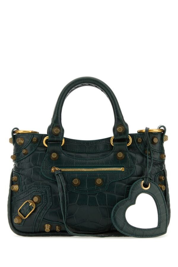 Balenciaga Woman Bottle Green Leather Neo Cagole S Handbag