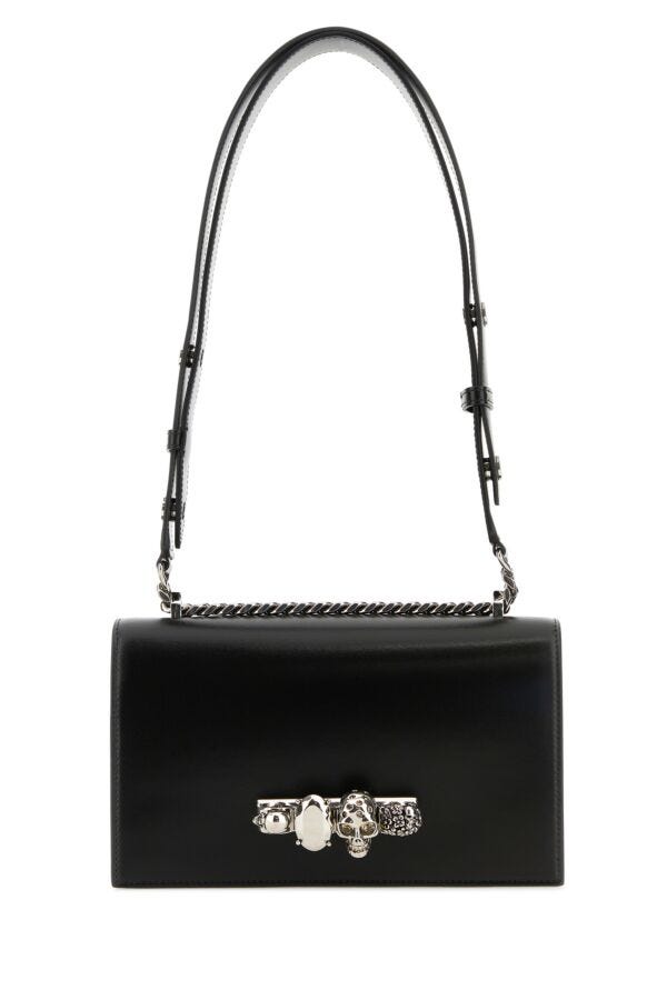 Alexander Mcqueen Woman Black Leather Skull Shoulder Bag