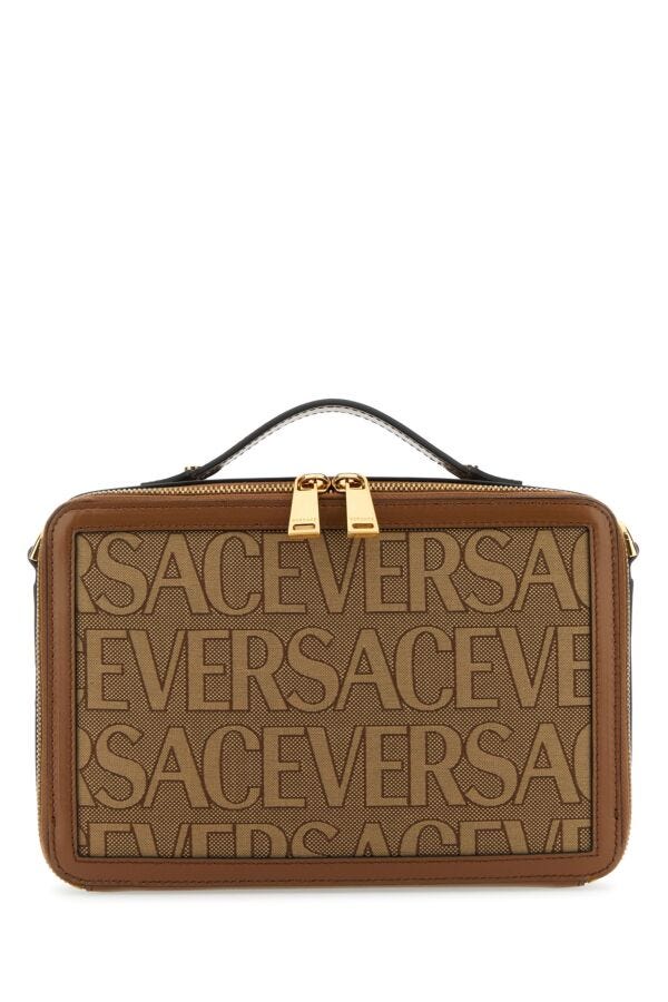 Versace Man Embroidered Canvas Versace Allover Handbag