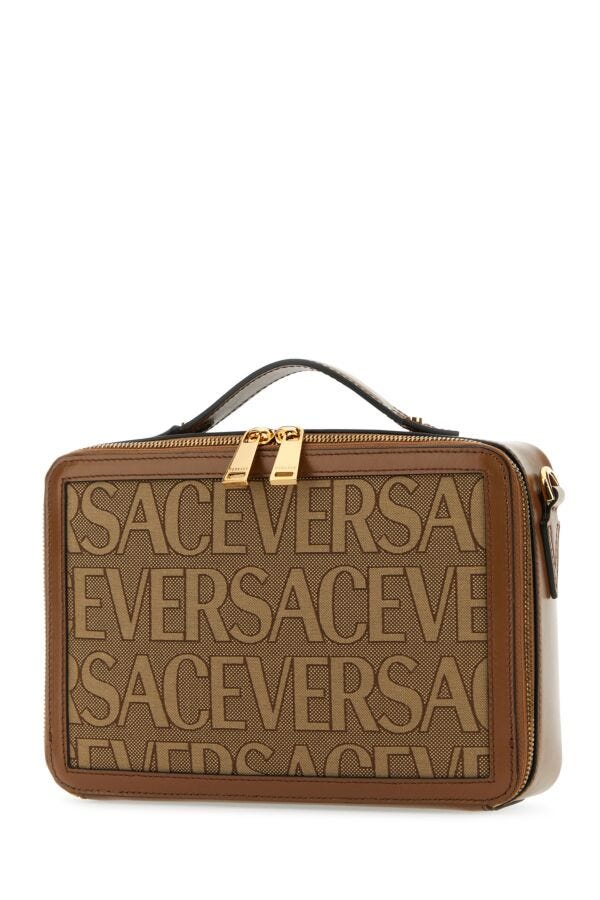 Versace Man Embroidered Canvas Versace Allover Handbag