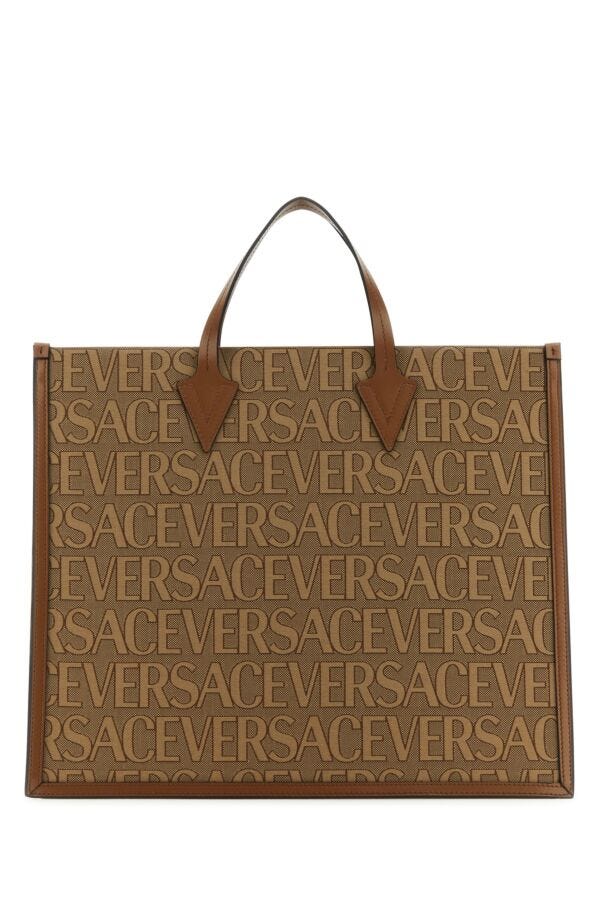 Versace Man Embroidered Canvas Versace Allover Shopping Bag