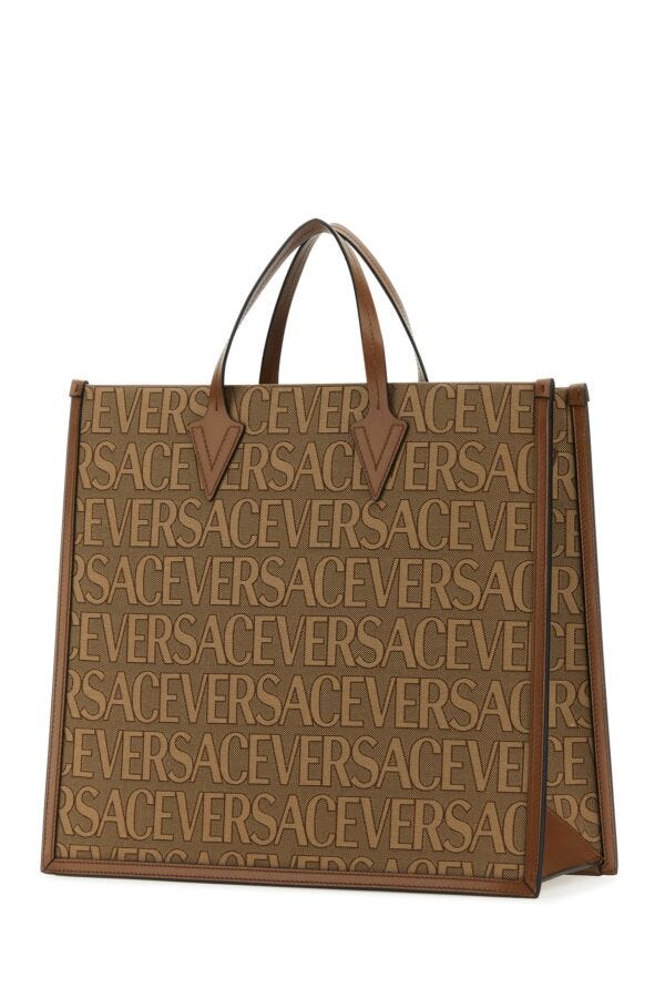 Versace Man Embroidered Canvas Versace Allover Shopping Bag