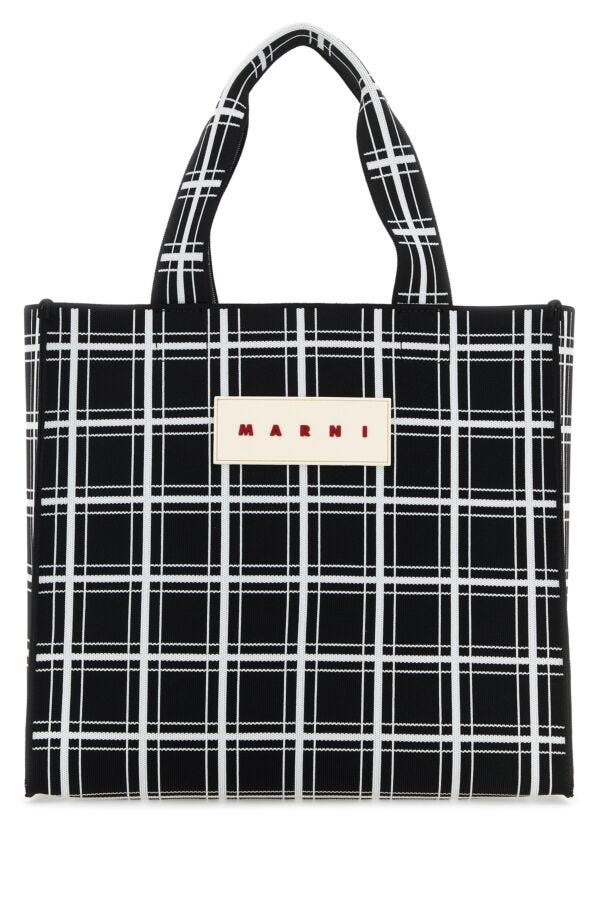 Marni Man Embroidered Jacquard Shopping Bag