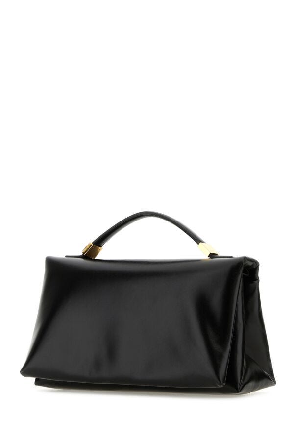 Marni Woman Black Leather Prisma Handbag