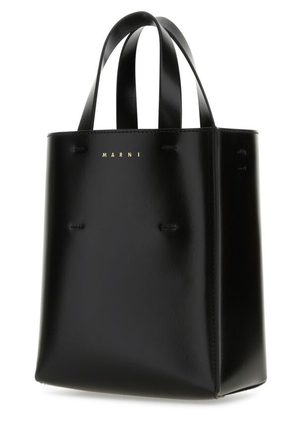 Marni Woman Black Leather Mini Museo Handbag