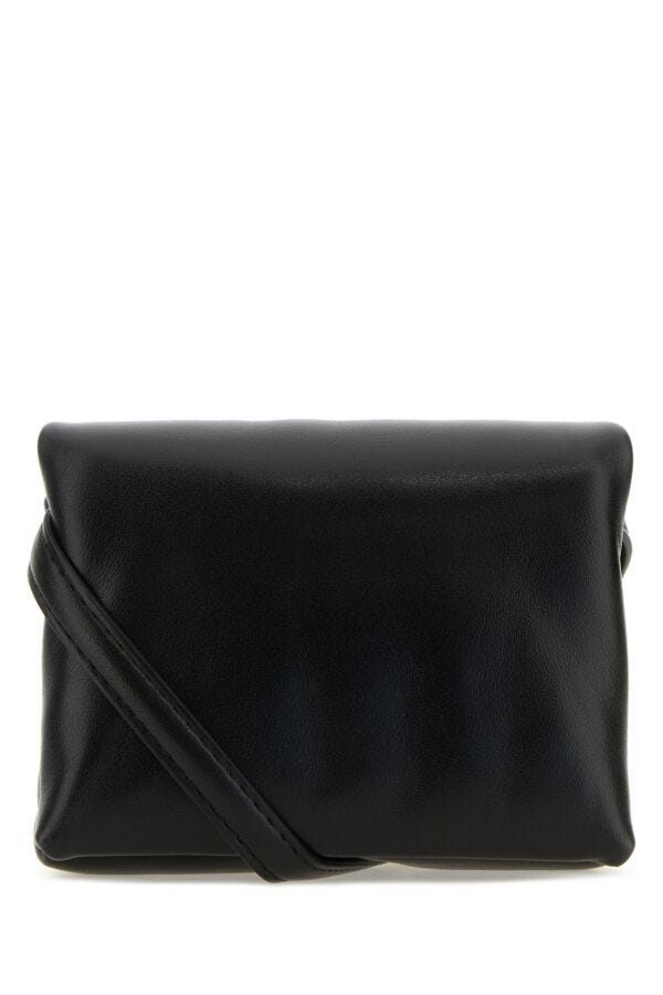 Marni Woman Black Leather Mini Prisma Clutch