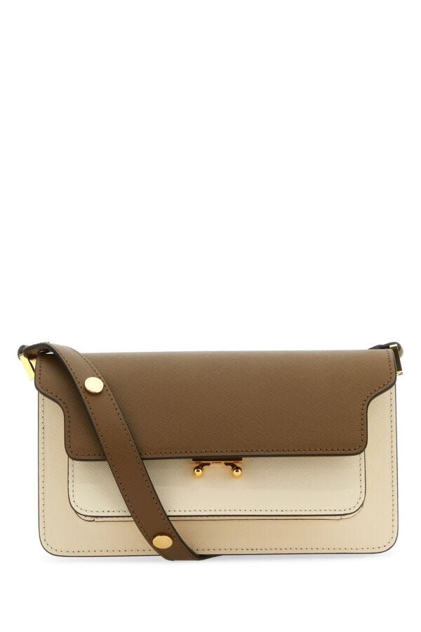 Marni Woman Two-Tone Leather Mini Trunk Soft Shoulder Bag