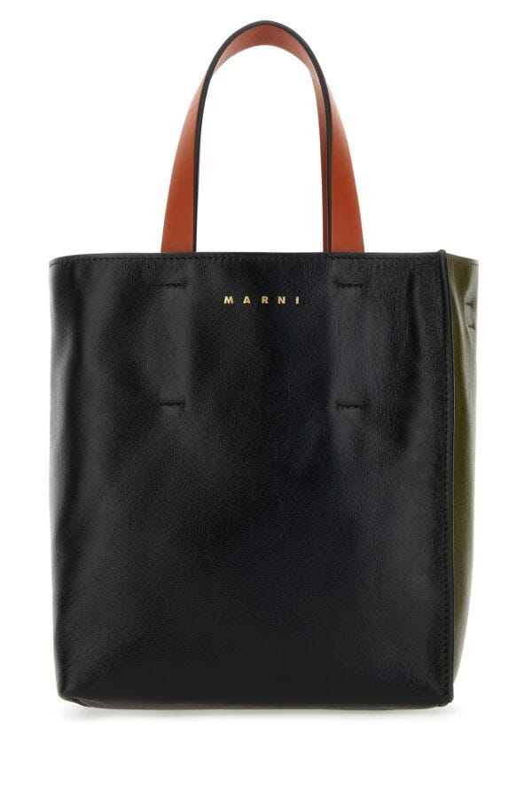 Marni Woman Two-Tone Leather Mini Museo Soft Handbag