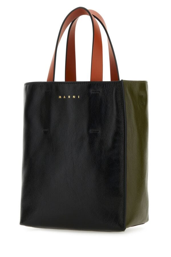 Marni Woman Two-Tone Leather Mini Museo Soft Handbag