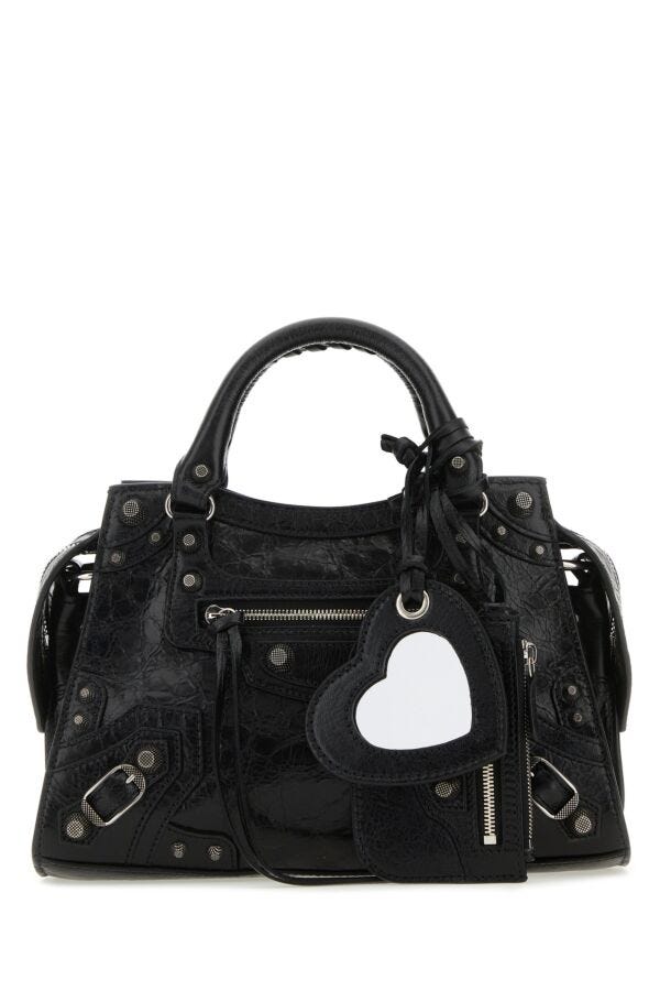 Balenciaga Woman Black Nappa Leather Neo Cagole Xs Handbag