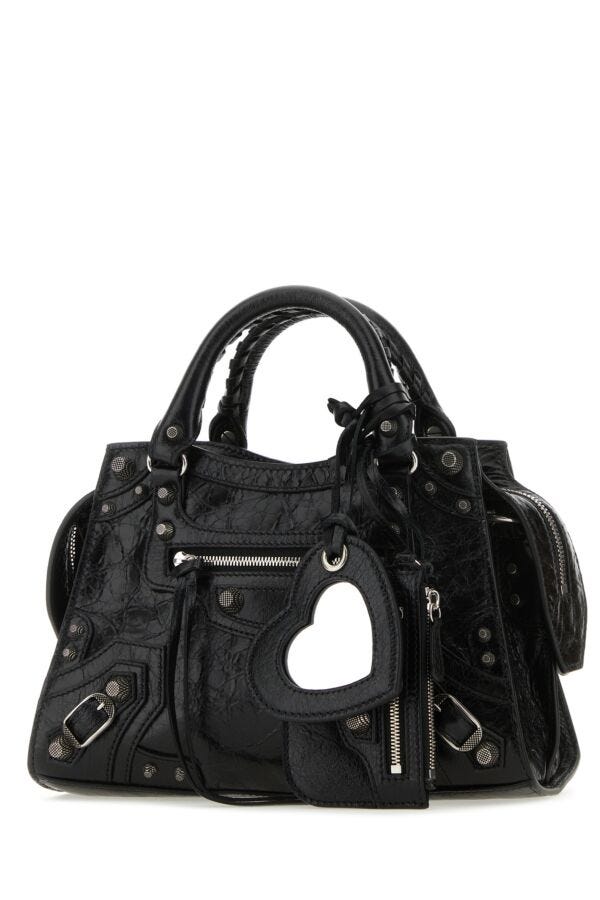 Balenciaga Woman Black Nappa Leather Neo Cagole Xs Handbag