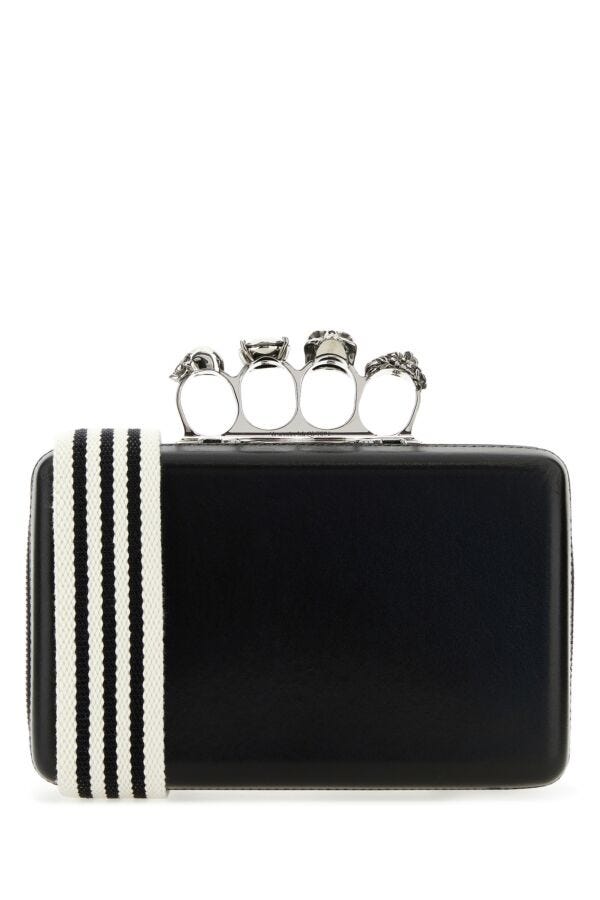 Alexander Mcqueen Man Black Leather The Knuckle Handbag
