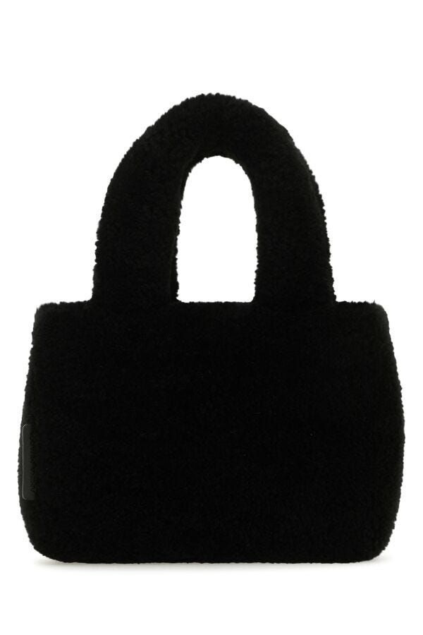 Amina Muaddi Woman Black Shearling Amini Giuly Handbag