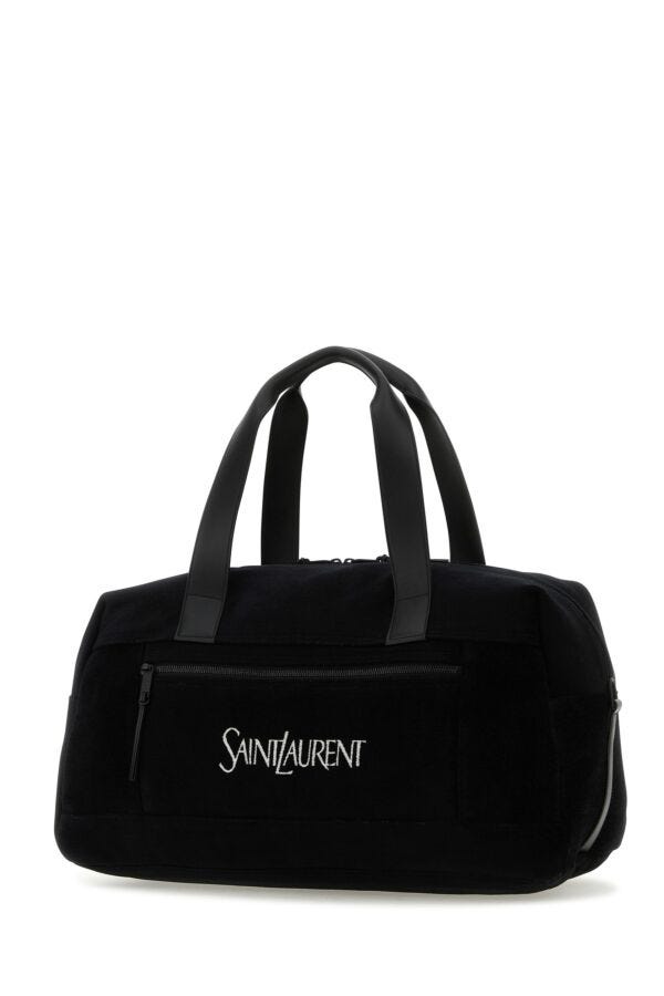 Saint Laurent Man Black Jacquard Duffle Travel Bag
