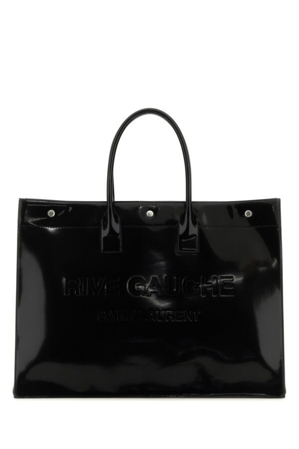 Saint Laurent Man Black Leather Large Rive Gauche Shopping Bag