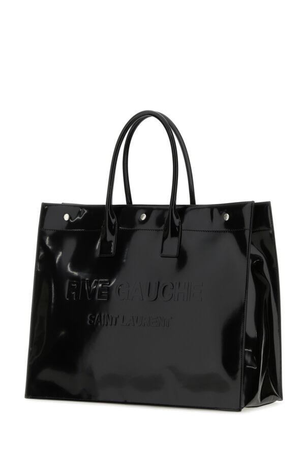 Saint Laurent Man Black Leather Large Rive Gauche Shopping Bag