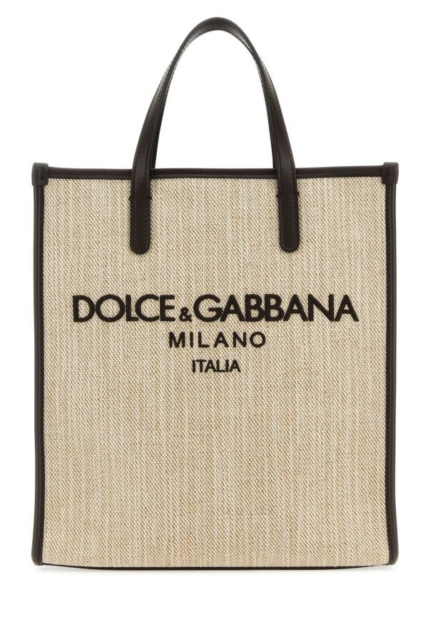 Dolce & Gabbana Man Sand Canvas Small Shopping Bag