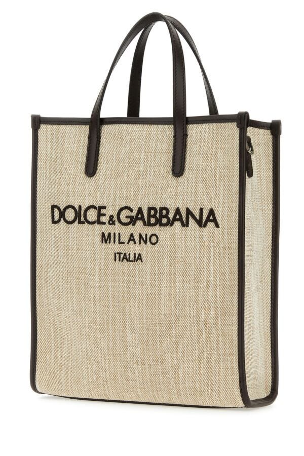 Dolce & Gabbana Man Sand Canvas Small Shopping Bag