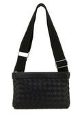 Bottega Veneta Man Black Leather Duo Crossbody Bag
