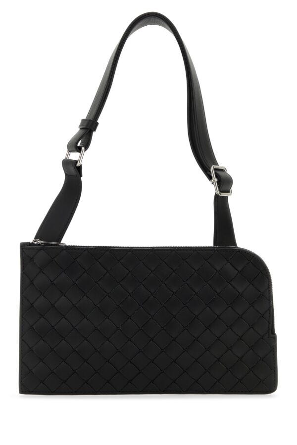 Bottega Veneta Man Black Leather Belt Bag
