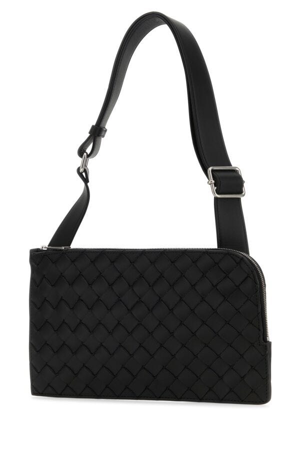 Bottega Veneta Man Black Leather Belt Bag