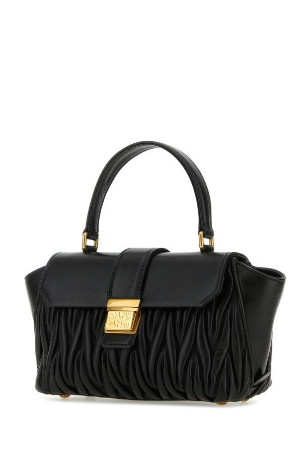 Miu Miu Woman Black Leather Handbag