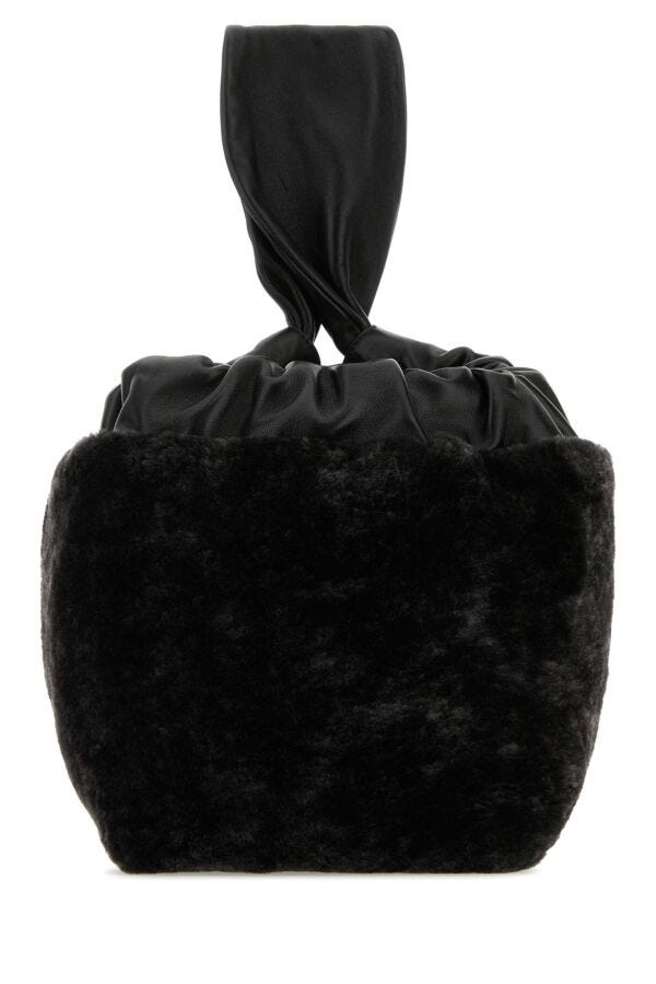 Jil Sander Woman Black Shearling Clutch