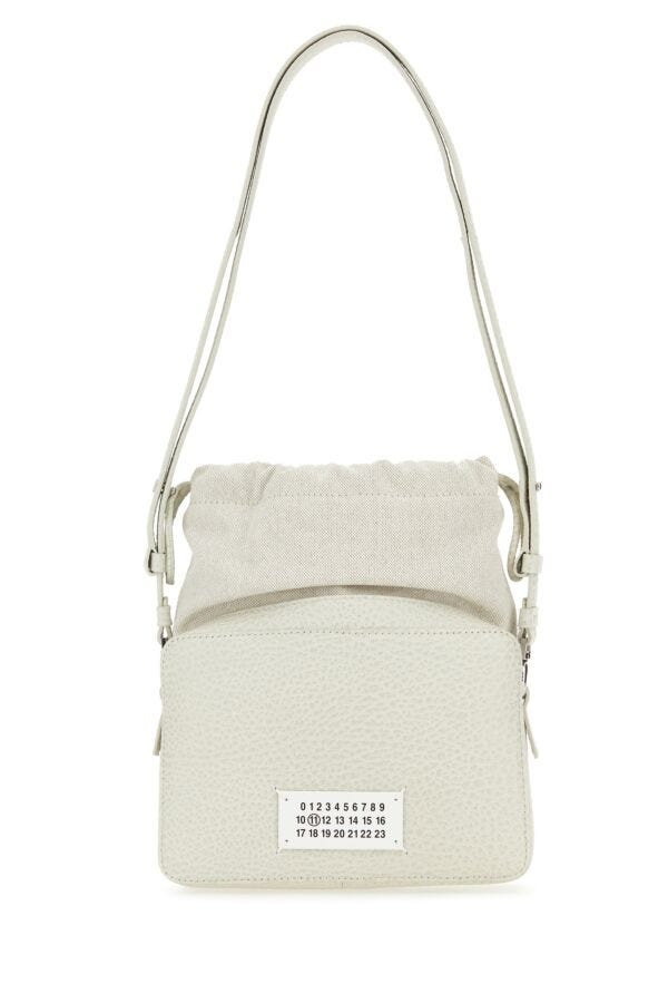 Maison Margiela Woman Chalk Leather And Fabric 5Ac Bucket Bag