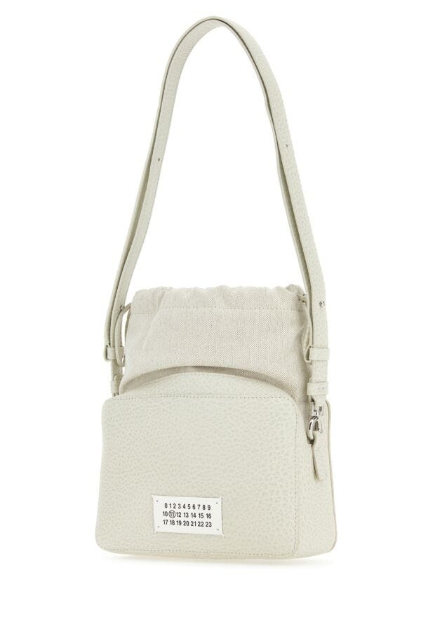 Maison Margiela Woman Chalk Leather And Fabric 5Ac Bucket Bag