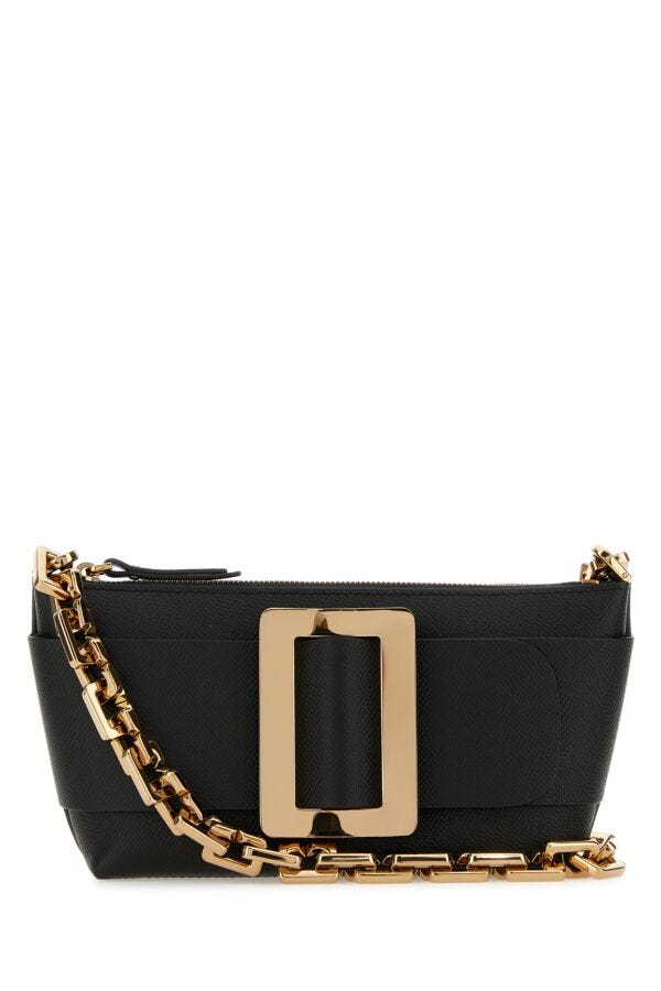 Boyy Woman Black Leather Buckle Shoulder Bag