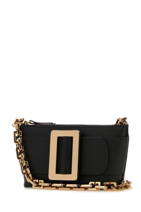 Boyy Woman Black Leather Buckle Shoulder Bag