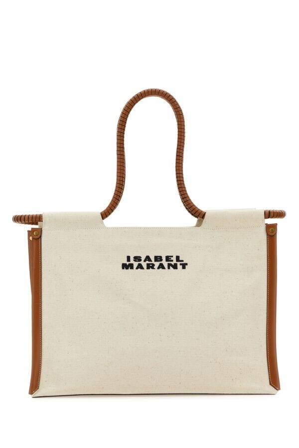 Isabel Marant Woman Melange Ivory Canvas Toledo Shopping Bag
