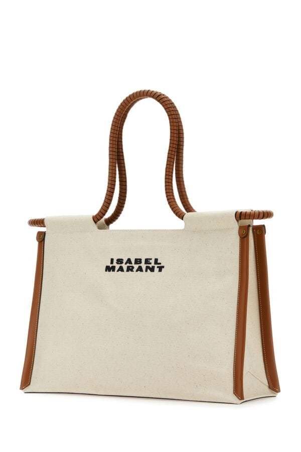 Isabel Marant Woman Melange Ivory Canvas Toledo Shopping Bag