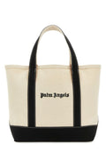 Palm Angels Woman Ivory Canvas Shopping Bag