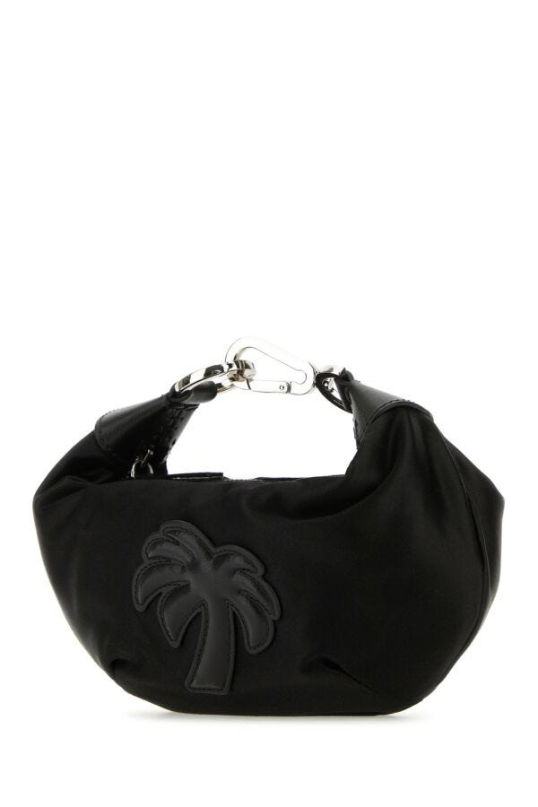 Palm Angels Woman Black Fabric Big Palm Handbag