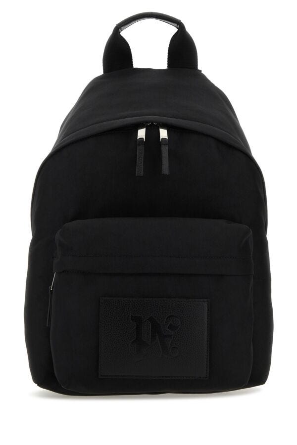 Palm Angels Man Black Canvas Backpack