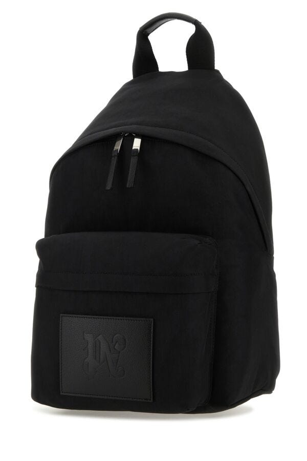 Palm Angels Man Black Canvas Backpack