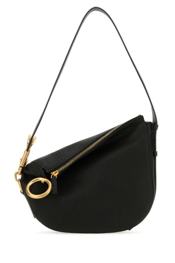 Burberry Woman Black Leather Knight Small Shoulder Bag