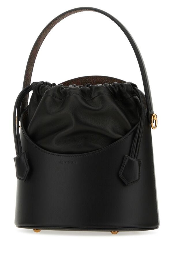 Etro Woman Black Leather Saturno Bucket Bag