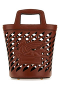 Etro Woman Brown Leather Coffa Bucket Bag