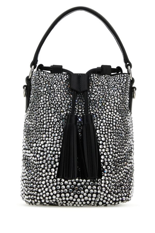 Miu Miu Woman Embellished Satin Bucket Bag