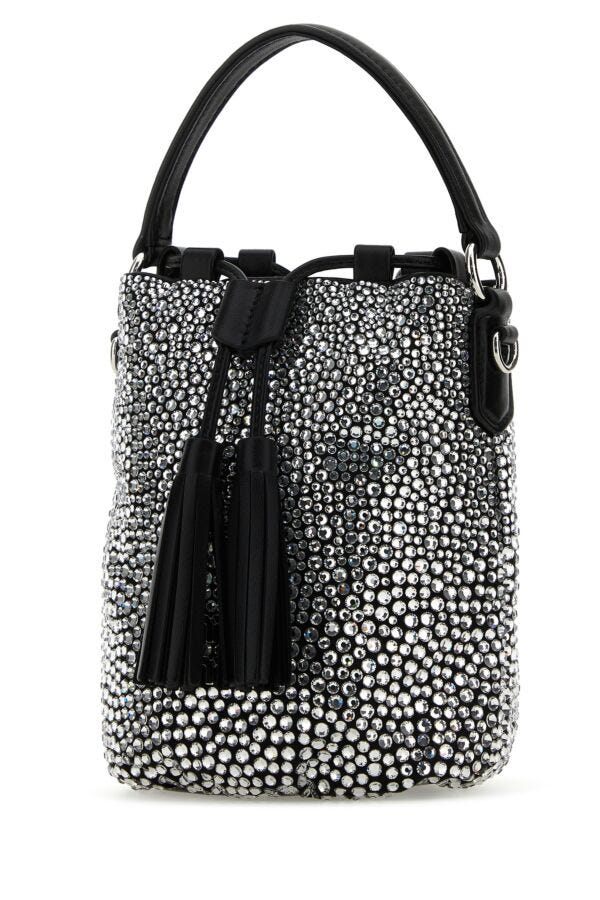 Miu Miu Woman Embellished Satin Bucket Bag