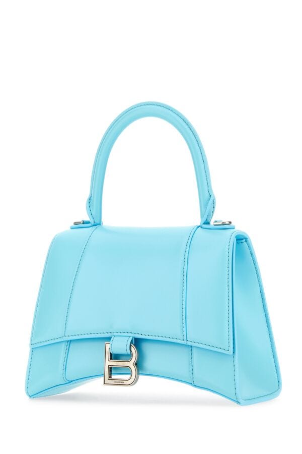 Balenciaga Woman Light Blue Leather Small Hourglass Handbag