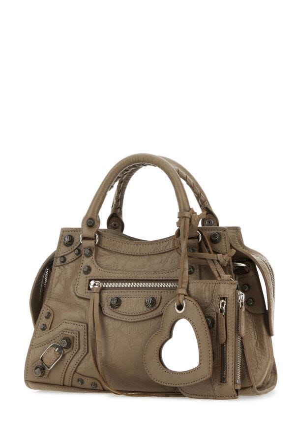 Balenciaga Woman Dove Grey Nappa Leather Neo Cagole Xs Handbag