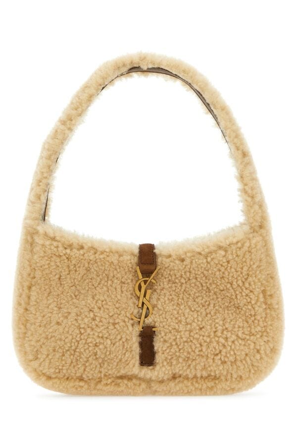 Saint Laurent Woman Beige Shearling Mini Le 5 ÃƒÆ’Ã†â€™Ãƒâ€šÃ‚Â  7 Handbag