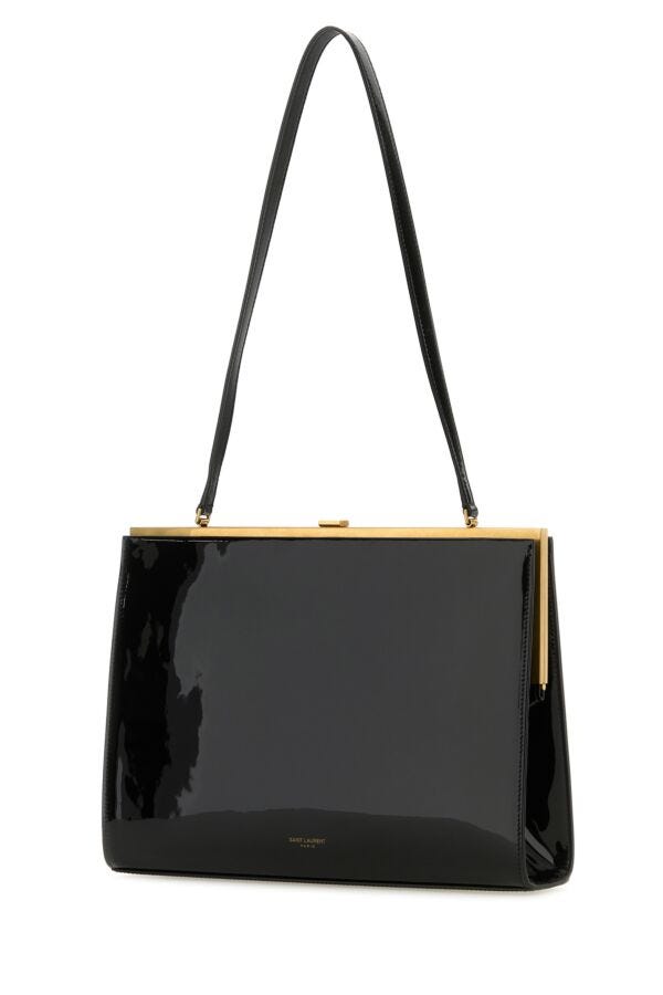 Saint Laurent Woman Black Leather Anne-Marie Shoulder Bag